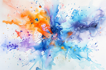 Canvas Print - A vibrant splash of watercolor ink with bold, flowing colors blending seamlessly. The dynamic mix of hues creates an expressive and artistic effect, full of energy and movement.