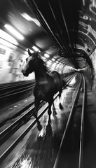 Poster - horse running in Tube tunnel