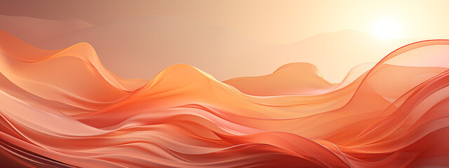 Wall Mural - Abstract Flowing Waves in Warm Orange Tones With a Soft Sunset