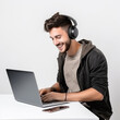 © Creative Valley - Full Body Photo of Handsome Caucasian Guy Working on Laptop