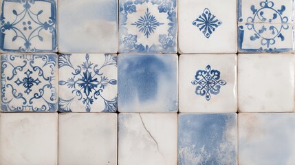 Wall Mural - blue and white porcelain tiles