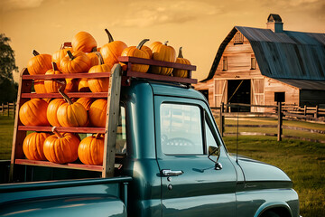 pumpkins on a  jeep