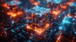 © studio clever - Glowing digital cube with circuit patterns - generative ai