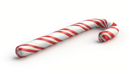 a striped red and white candy cane for a food-themed, photorealistic illustration in a PNG format, cutout, and isolated: generative AI