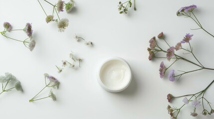 Wall Mural - Self care and beauty cream against white backdrop