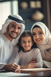 © Lidok_L - Happy Middle Eastern Family at Home Father, Mother, and Daughter Smiling Together