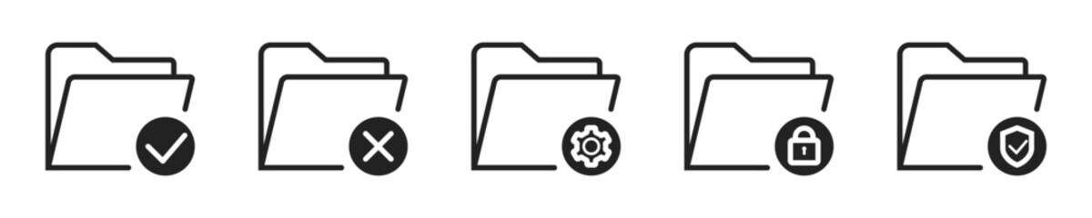 Wall Mural - file icon set. set of 5 outline icons related to files. linear icon collection. file or document out