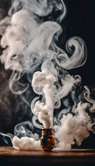 Abstract image of swirling white smoke on a dark background, creating a sense of movement and fluidity.