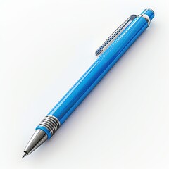 A sleek, blue metal pen photographed on a white background. Perfect for writing, note-taking, and office use.