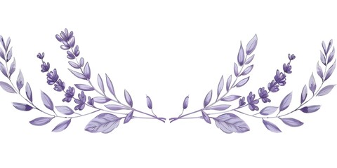 Wall Mural - Handdrawn lavender logo with elegant leaves for wedding invitation card design. Concept Botanical Illustration, Lavender Theme, Wedding Stationery, Elegant Design, Hand Drawn Illustration