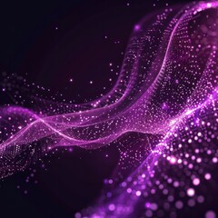 Wall Mural - Digital purple particles wave and light abstract background with shining dots stars. Job ID: 0b3dcec5-e287-4162-853f-7bf7657388e8