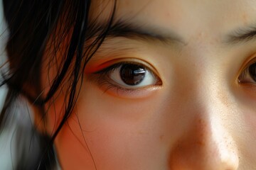 Poster - Macro shot capturing the detailed beauty of a young woman's eye and natural makeup