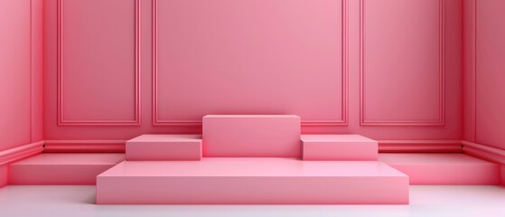 Wall Mural - A pink room with a pink wall and pink furniture