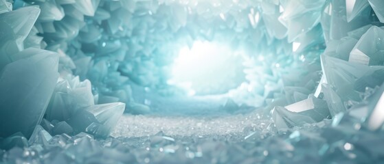 Canvas Print - a large, empty, icy cave with a small opening