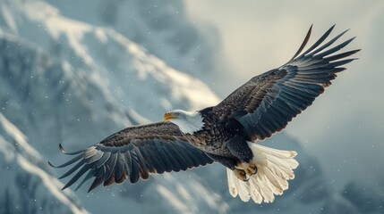 Wall Mural - Majestic Bald Eagle in Flight