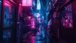 © keenan - A neon-lit alleyway in the city