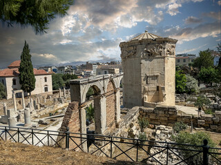 Ancient ruins in the Acropolis temple. Athens - Greece