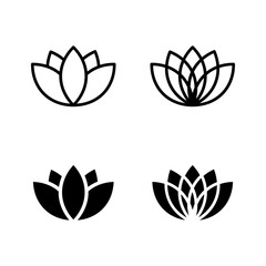 Wall Mural - lotus icon set. lotos flower vector illustration. spa relax symbol. yoga logo. meditation sign. harm