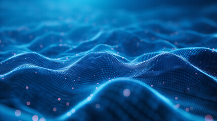 Wall Mural - a futuristic blue tech scene with digital waves and interconnected neural pathways, symbolizing the 