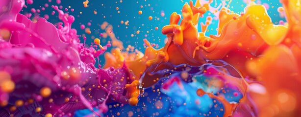 Wall Mural - Explosion of colorful paint. Splash of bright multicolored paint. Vibrant art background with motion effect.