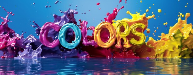 Wall Mural - Vibrant paint splash effect with the word 