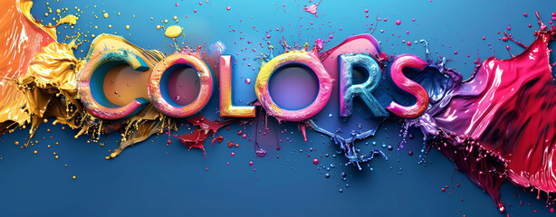 Wall Mural - Vibrant paint splash effect with the word 