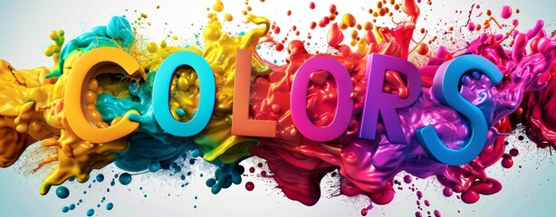 Wall Mural - Vibrant paint splash effect with the word 
