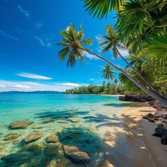 photo beautiful outdoor tropical beach sea around island with coconut palm tree and other