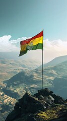 Wall Mural - Design a flag with Ethiopia's highlands, realistic photo