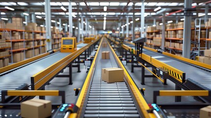 Automated conveyor belt system in a modern warehouse.