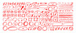© Anastasiia Hevko - Various red crayon drawn elements for hand drawn notes, diagrams and journal. Underline and emphasis pencil elements, check marks, numbers and arrows. Vector charcoal punctuation marks.
