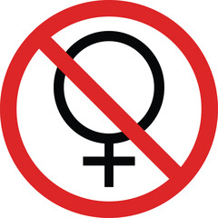 Wall Mural - No girls allowed sign . No women allowed sign . Men only sign . Female forbidden sign . Vector illustration