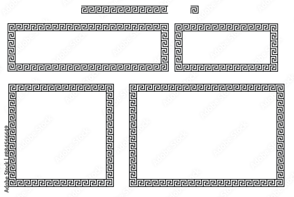 Decorative Geometric Greek Square Spiral Pattern Frame Border Template ...