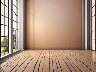 Wall Mural - empty room with wooden floor and wall