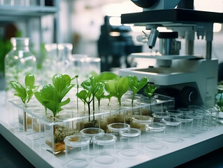 Experimental research on biotechnology and DNA, Smart Farming and Agriculture Innovation Concept, scientific research in the field of biology