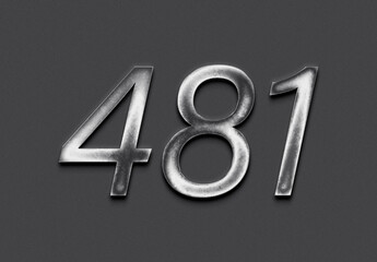 Poster - Chrome metal 3D number design of 481 on grey background.