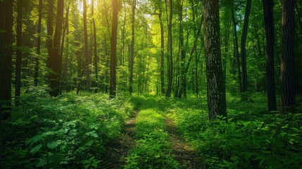 Wall Mural - Sunlit Forest Path