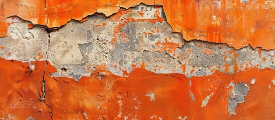 Poster - Peeling Paint on an Orange Brick Wall