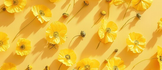 Wall Mural - Yellow Poppy Flower Pattern