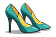© alienkatt - Pair of female blue high heels shoes. Cartoon vector illustration