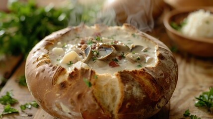 Sticker - Steaming Clam Chowder in a Bread Bowl