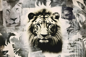 Canvas Print - Lion Collage Art