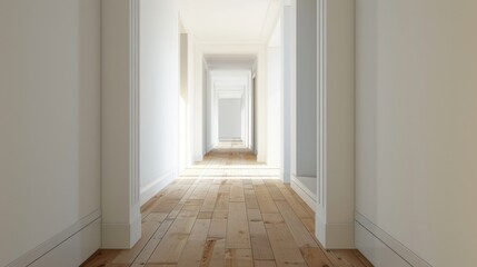 Wall Mural - Long, White Corridor