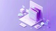 © Elkhan Babayev - Isometric 3D file processing icon on white in purple pastel background. 3D image in high resolution.