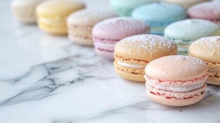 Sticker - Pastel Macarons on a Marble Surface