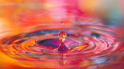 Canvas Print - Water Drop Impact with Colorful Ripples