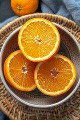 Wall Mural - Fresh Navel Orange in a bowl, Top View