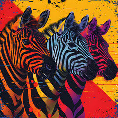 Sticker - Colorful Zebra Trio