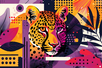 Poster - Leopard in Jungle: Bold Abstract Art