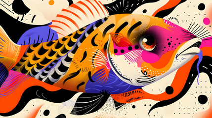 Wall Mural - Abstract Fish Illustration